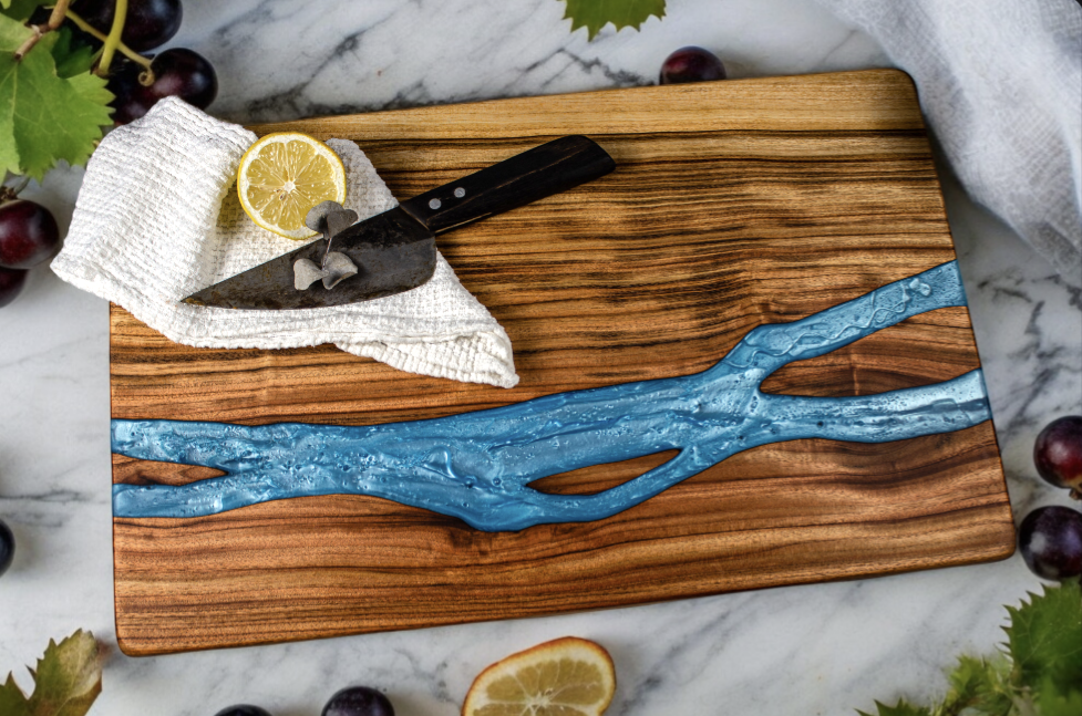 Large Aqua epoxy resin 510x330 Local Byron Bay chopping boards